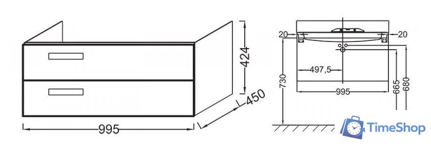  Jacob Delafon Тумба под умывальник Rythmik EB1304-E10 - Изображение №3 — Интернет-магазин Time-Shop