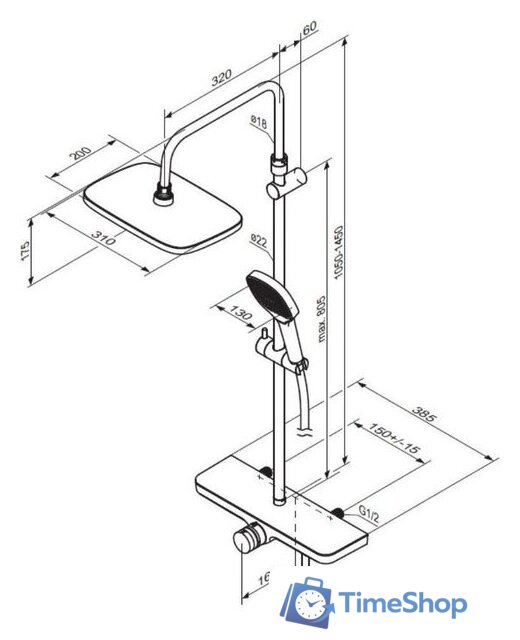 Душевая система  Damixa Merkur 940730300 - Изображение №7 — Интернет-магазин Time-Shop