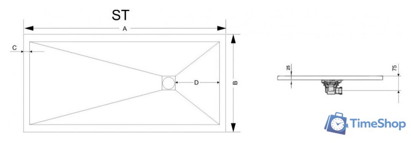 Душевой поддон RGW ST-0148W 160x80 - Изображение №2 — Интернет-магазин Time-Shop