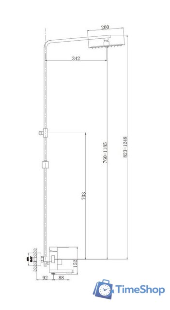 Душевая система  Haiba HB24803 (нержавеющая сталь) - Изображение №2 — Интернет-магазин Time-Shop