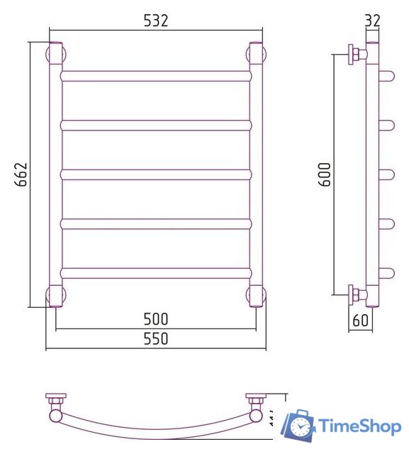 Полотенцесушитель Сунержа Галант+ 600x500 03-0200-6050 - Изображение №3 — Интернет-магазин Time-Shop