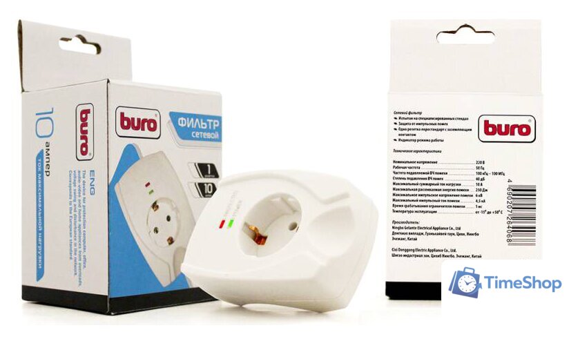 Сетевой фильтр Buro 100SH-Plus-W - Изображение №2 — Интернет-магазин Time-Shop