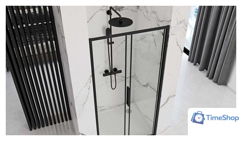 Душевая дверь Rea Rapid Slide 140 (черный/прозрачное стекло) - Изображение №4 — Интернет-магазин Time-Shop