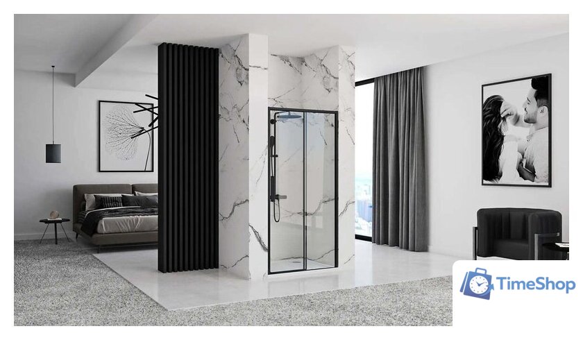 Душевая дверь Rea Rapid Slide 140 (черный/прозрачное стекло) - Изображение №3 — Интернет-магазин Time-Shop