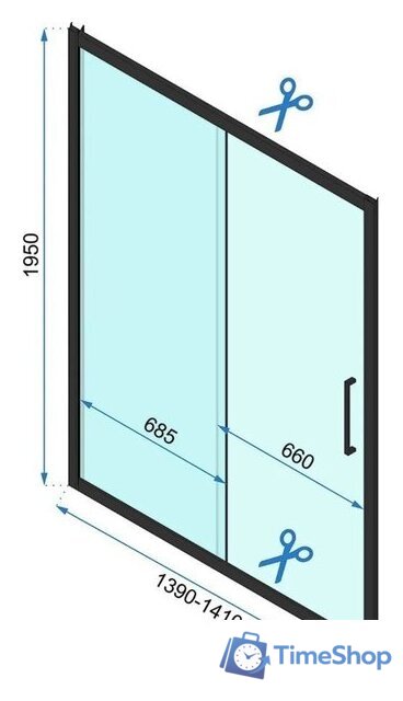 Душевая дверь Rea Rapid Slide 140 (черный/прозрачное стекло) - Изображение №6 — Интернет-магазин Time-Shop