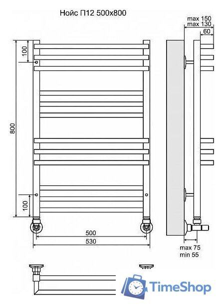 Полотенцесушитель TERMINUS Нойс П12 500x800 - Изображение №3 — Интернет-магазин Time-Shop