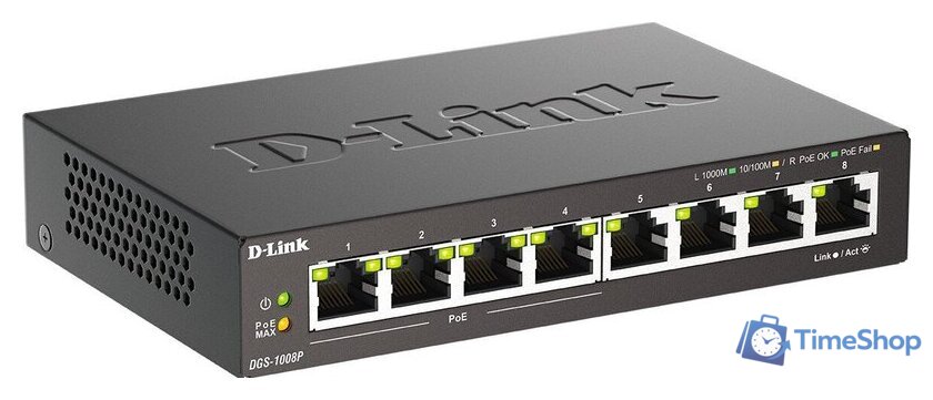 Неуправляемый коммутатор D-Link DGS-1008P/F3A - Изображение №2 — Интернет-магазин Time-Shop
