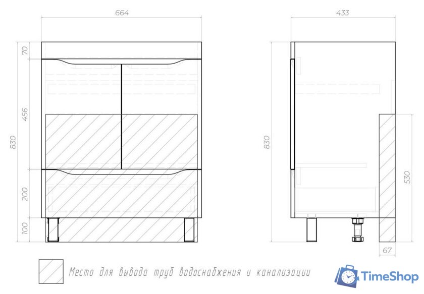  Vigo Тумба под умывальник Grani 800-2-1 Como (дуб золотой) - Изображение №8 — Интернет-магазин Time-Shop