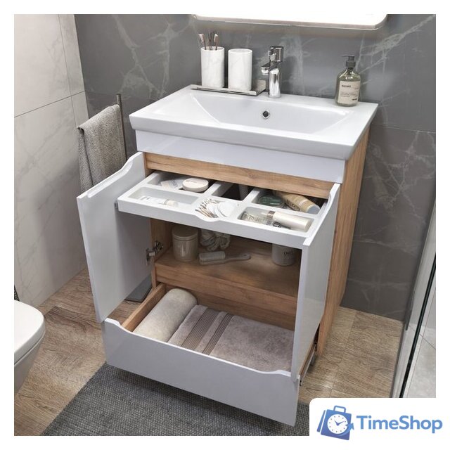  Vigo Тумба под умывальник Grani 800-2-1 Como (дуб золотой) - Изображение №4 — Интернет-магазин Time-Shop