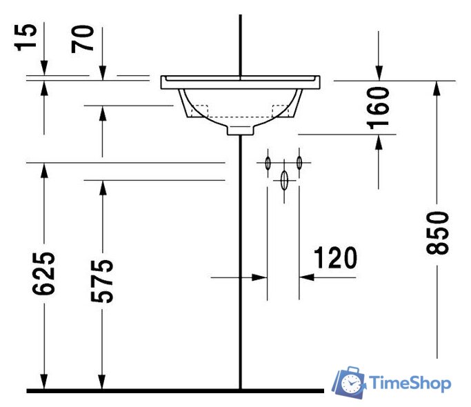 Умывальник Duravit Starck 3 43x38 (0752440000) - Изображение №2 — Интернет-магазин Time-Shop