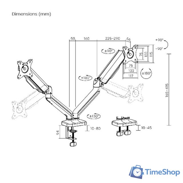 Кронштейн для монитора ErgoSmart Power Black DBL - Изображение №13 — Интернет-магазин Time-Shop