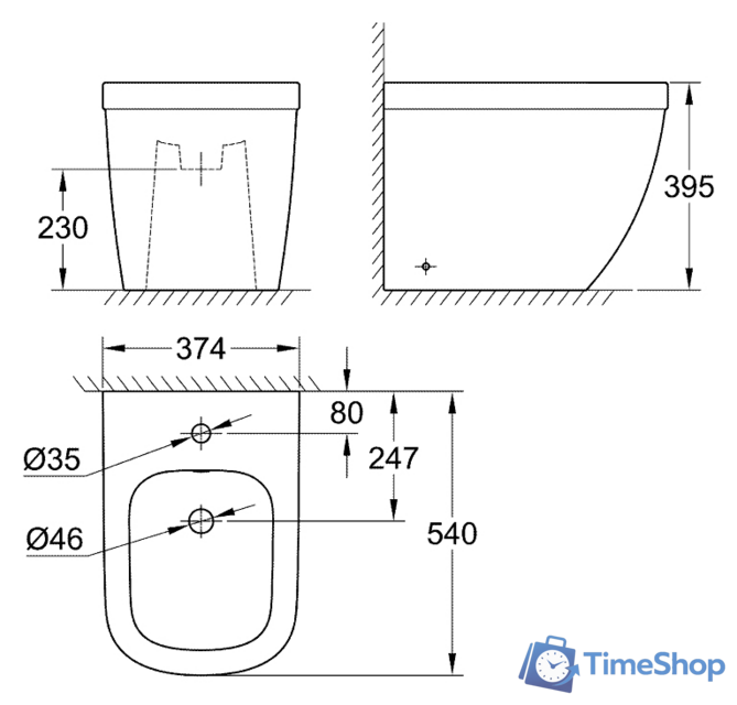 Биде Grohe Euro 39340000 - Изображение №2 — Интернет-магазин Time-Shop