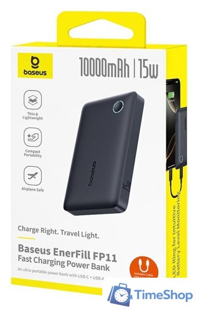 Внешний аккумулятор Baseus EnerFill FP11 10000mAh 15W (черный) - Изображение №4 — Интернет-магазин Time-Shop