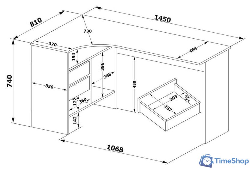 Стол Сокол СПМ-25 (левый, дуб сонома) - Изображение №4 — Интернет-магазин Time-Shop