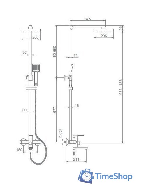 Душевая система  Ledeme L2433 - Изображение №3 — Интернет-магазин Time-Shop
