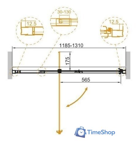 Душевая дверь Cezares Variante-B-1-120/130-C-Cr - Изображение №2 — Интернет-магазин Time-Shop