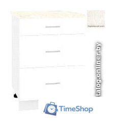 Шкаф напольный Кортекс-мебель Корнелия Лира НШ60р3ш (белый/королевский опал) - Изображение №1 — Интернет-магазин Time-Shop