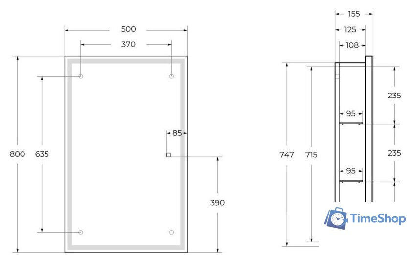  BelBagno Шкаф с зеркалом SPC-GRT-500/800-1A-LED-TCH - Изображение №9 — Интернет-магазин Time-Shop