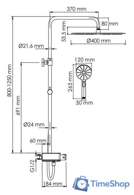Душевая система  Wasserkraft A113.117.127.CH Thermo - Изображение №3 — Интернет-магазин Time-Shop