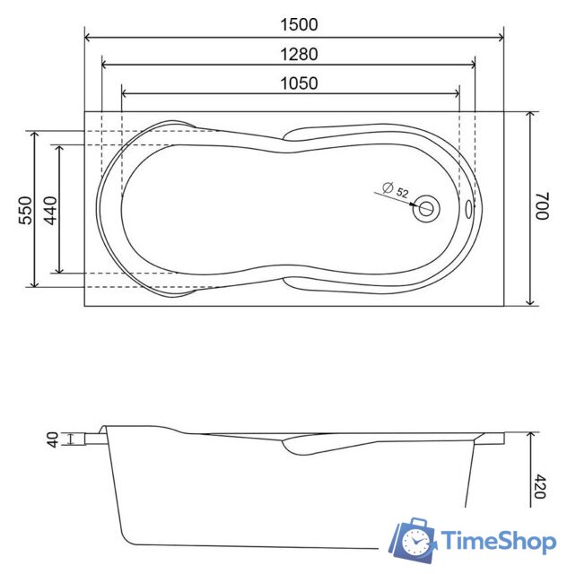 Ванна Lauter Celeste 150x70 21060050 - Изображение №11 — Интернет-магазин Time-Shop