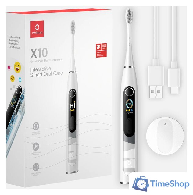 Электрическая зубная щетка Oclean X10 Smart Electric Toothbrush (серый) - Изображение №1 — Интернет-магазин Time-Shop