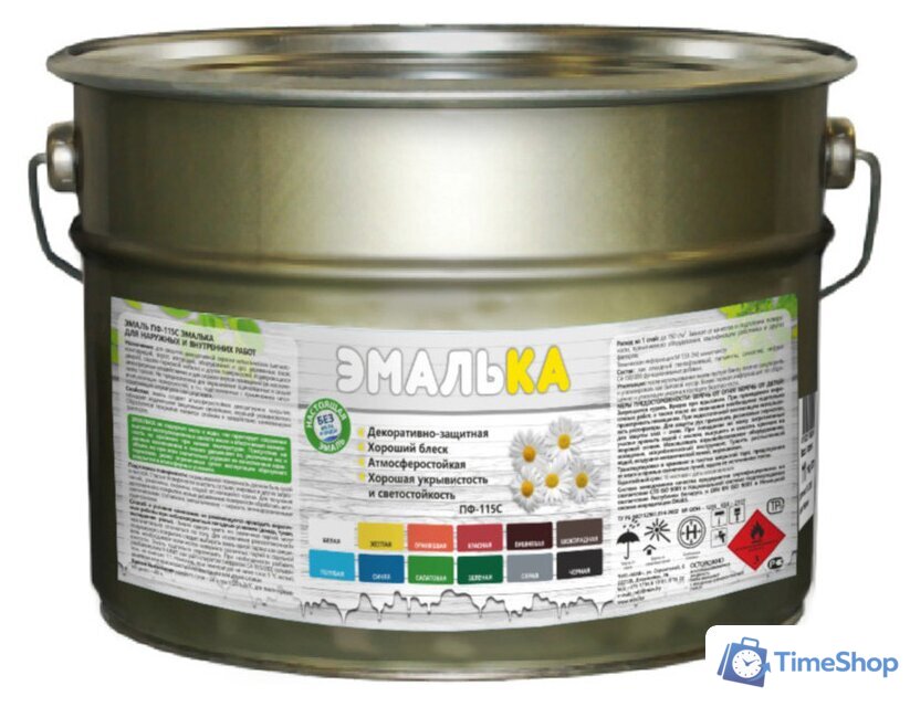 Краска Эмалька ПФ-115 С 10 л (голубой) - Изображение №1 — Интернет-магазин Time-Shop