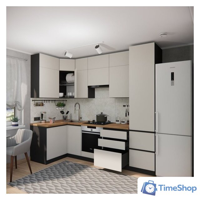 Готовая кухня ВерсоМебель Эко Премиум 1.2x2.7 левая (кашемир/ст. дуб вотан) - Изображение №7 — Интернет-магазин Time-Shop