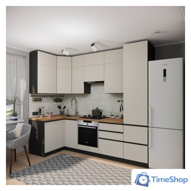 Готовая кухня ВерсоМебель Эко Премиум 1.2x2.7 левая (кашемир/ст. дуб вотан) - Изображение №6 — Интернет-магазин Time-Shop