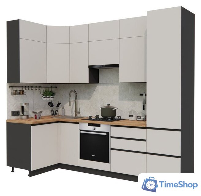 Готовая кухня ВерсоМебель Эко Премиум 1.2x2.7 левая (кашемир/ст. дуб вотан) - Изображение №1 — Интернет-магазин Time-Shop