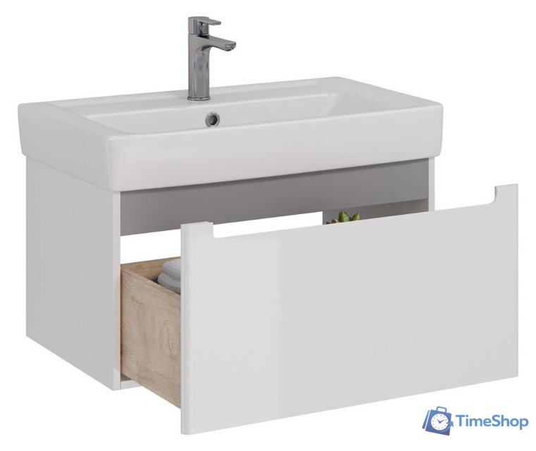  Lemark Тумба под умывальник Buno Mini 80 LM05BM80T (белый глянец) - Изображение №3 — Интернет-магазин Time-Shop