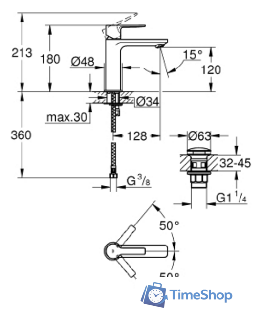 Смеситель Grohe Lineare DN 15 23106001 - Изображение №2 — Интернет-магазин Time-Shop