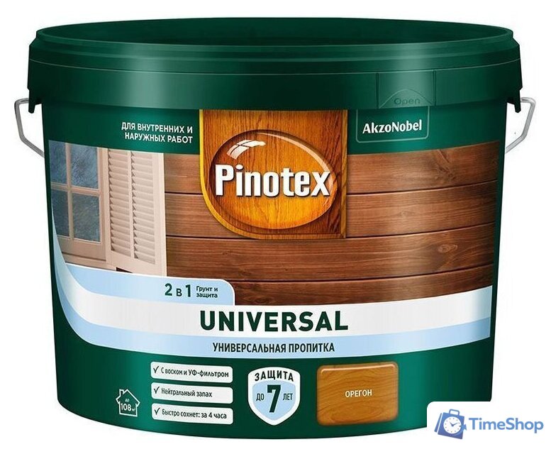 Пропитка Pinotex Universal 2 в 1 9 л (орегон) - Изображение №1 — Интернет-магазин Time-Shop