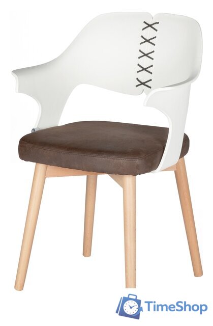 Стул с подлокотниками Norden Cool CX0809M (белый/коричневый) - Изображение №1 — Интернет-магазин Time-Shop