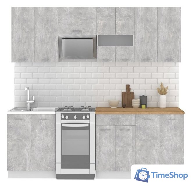 Готовая кухня Mio Tesoro Экстра-лайт 2.2 (ателье светлый/дуб бунратти) - Изображение №1 — Интернет-магазин Time-Shop