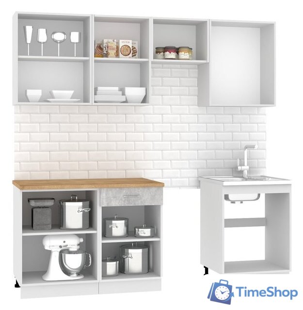 Готовая кухня Mio Tesoro Экстра-лайт 2.2 (ателье светлый/дуб бунратти) - Изображение №2 — Интернет-магазин Time-Shop