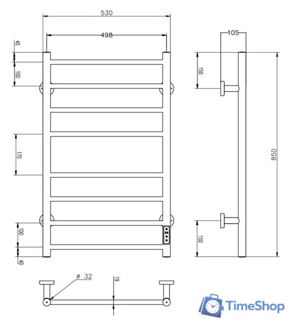 Полотенцесушитель Roxen Caspia BK-109W-8T 11070-5385W (белый) - Изображение №6 — Интернет-магазин Time-Shop