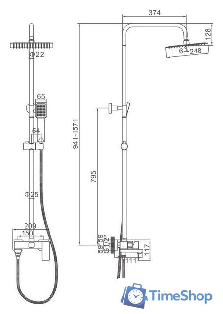 Душевая система  Ledeme L72425-1 - Изображение №9 — Интернет-магазин Time-Shop