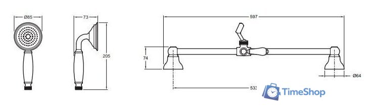 Душевой гарнитур  Jacob Delafon Louise E24364-CP - Изображение №2 — Интернет-магазин Time-Shop