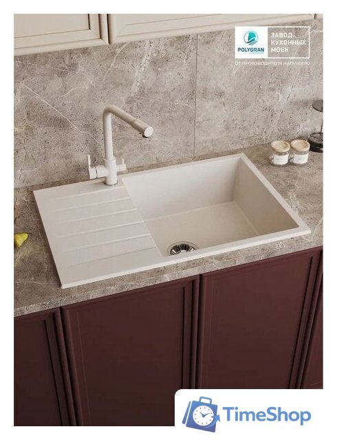 Кухонная мойка Polygran Deka 780 (белый хлопок) - Изображение №5 — Интернет-магазин Time-Shop