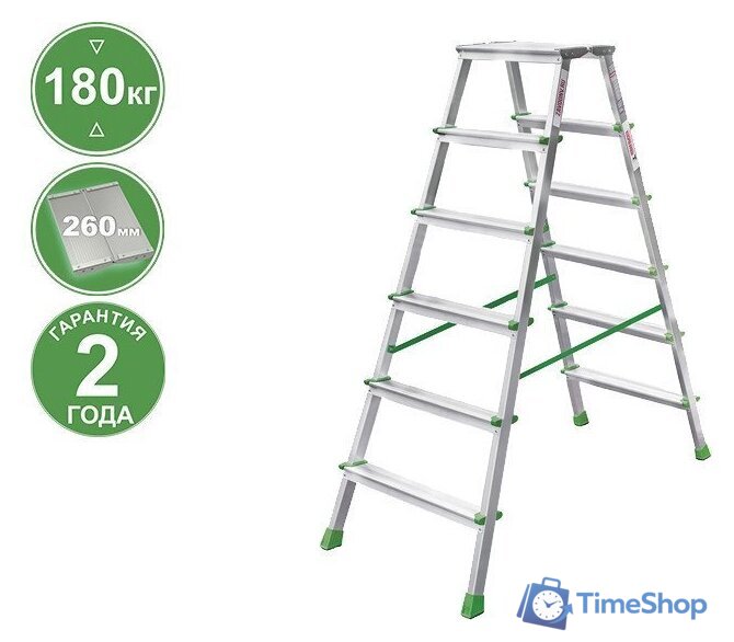 Лестница-стремянка Новая высота NV 212 с увеличенной площадкой 2x6 ступеней - Изображение №1 — Интернет-магазин Time-Shop