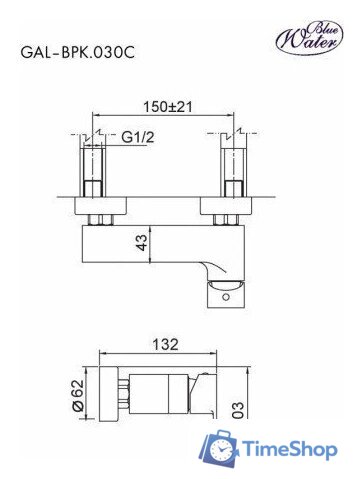Смеситель Blue Water GAL-BPK.030C - Изображение №2 — Интернет-магазин Time-Shop