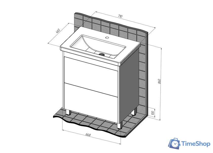  Briz Тумба напольная Риччи 70 с умывальником Фостер - Изображение №10 — Интернет-магазин Time-Shop