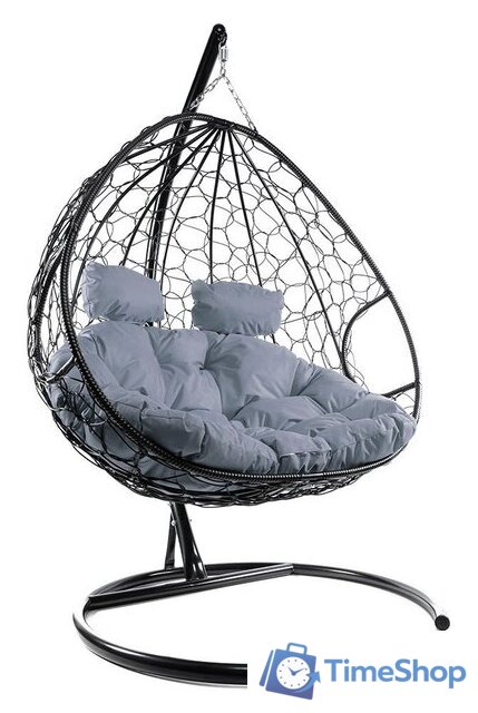 Подвесное кресло M-Group Для двоих 11450409 (черный ротанг/серая подушка) - Изображение №1 — Интернет-магазин Time-Shop