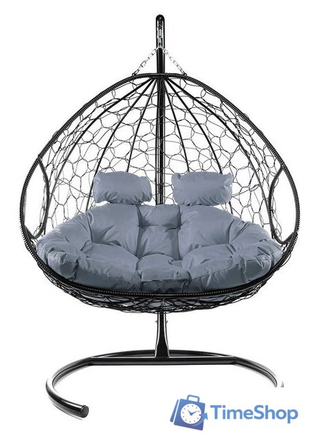 Подвесное кресло M-Group Для двоих 11450409 (черный ротанг/серая подушка) - Изображение №2 — Интернет-магазин Time-Shop