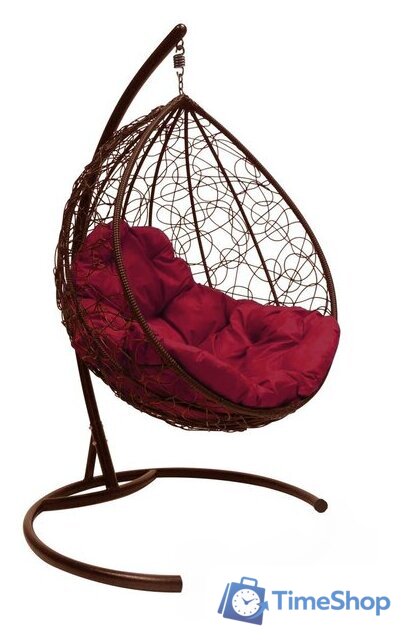 Подвесное кресло M-Group Капля 11020202 (коричневый ротанг/бордовая подушка) - Изображение №1 — Интернет-магазин Time-Shop