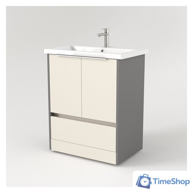  Дабер Тумба под умывальник 017 Andrea Elen 80 Т17.8А.0.19Б (бежевый/серый/ручка белая) - Изображение №2 — Интернет-магазин Time-Shop