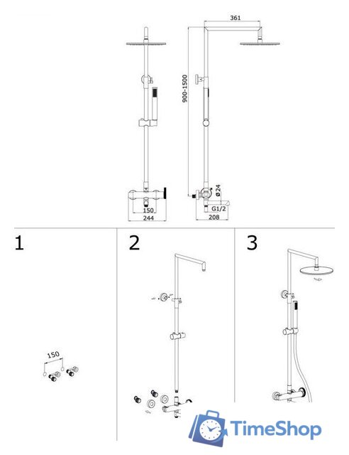 Душевая система  Ganzer GZ19162-G - Изображение №20 — Интернет-магазин Time-Shop