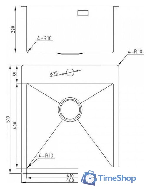 Кухонная мойка Milacio Denia 46 Steel MC.77479 (вороненая сталь) - Изображение №6 — Интернет-магазин Time-Shop
