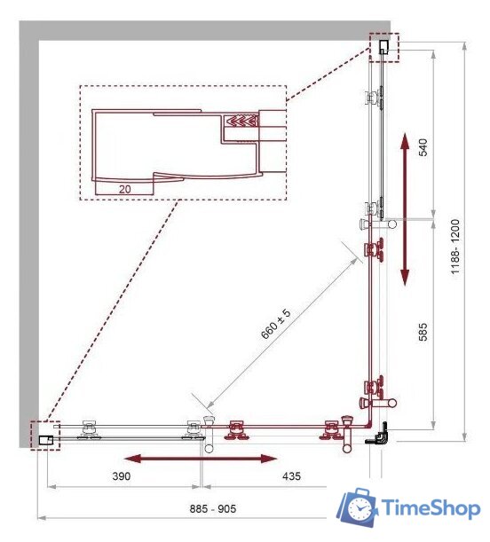 Душевой уголок BelBagno UNO-195-AH-2-120/90-P-NERO - Изображение №3 — Интернет-магазин Time-Shop