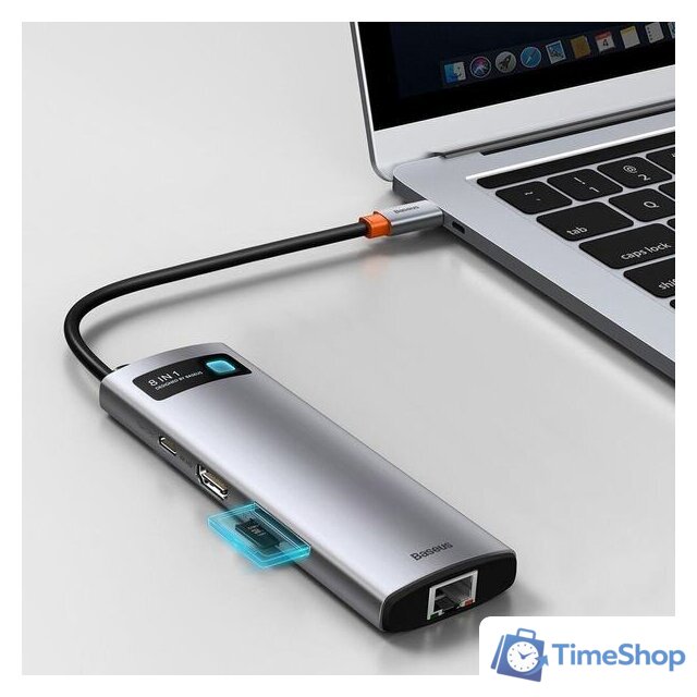 Док-станция Baseus Metal Gleam Series 8-in-1 Multifunctional Type-C HUB Docking Station CAHUB-CV0G - Изображение №8 — Интернет-магазин Time-Shop